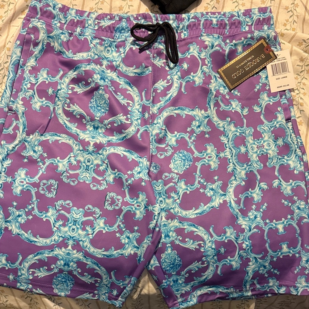 Cubavera Men's Athletic Shorts in Purple and Blue